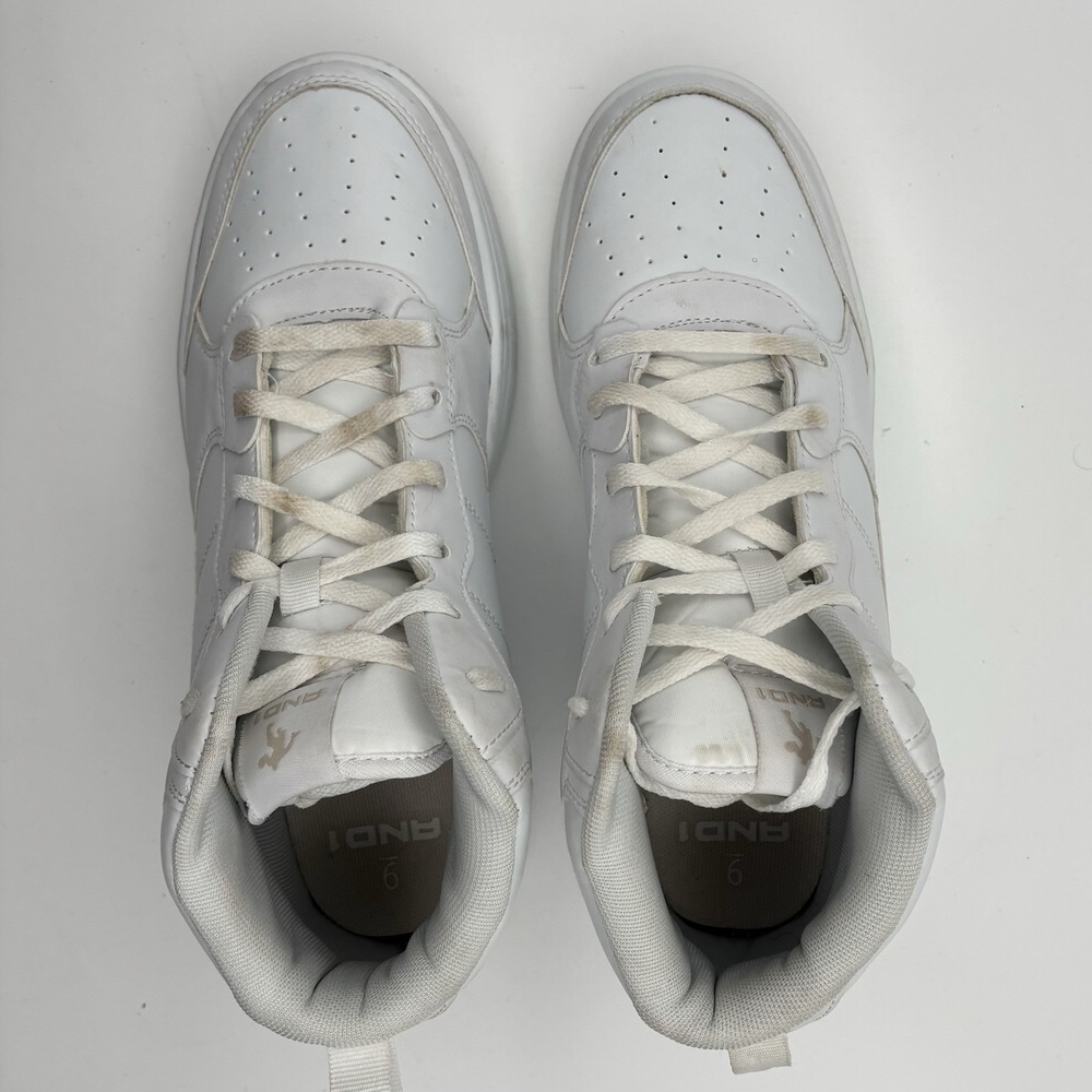 AND1 Shoes Womens 9 High Top Basketball Sneaker White Leather Lace Up Low Top - Picture 7 of 8